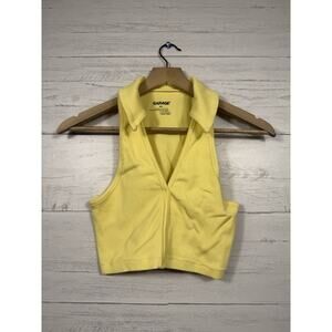 Garage womens yellow cropped sleeveless polo top size medium summer tank top